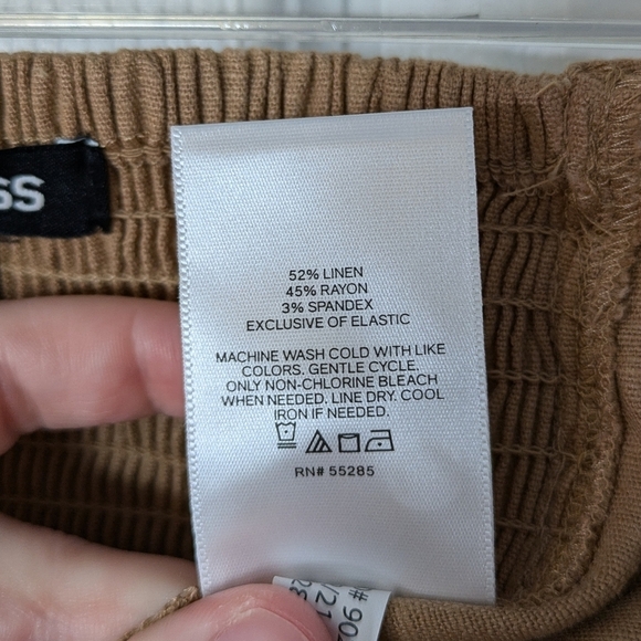 NWT Express Linen Tie-Front Smocked Back Cropped Bandeau Tube Top in Tan Size L - Picture 5 of 7